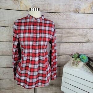 Lands End Women’s Checked Plaid Red Black‎ Tunic Size 14